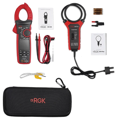 Клещи токоизмерительные RGK CM-30 с поверкой + Токовый датчик CM-Flex