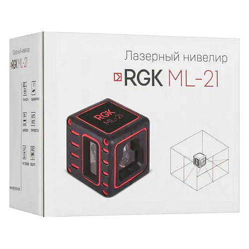 Лазерный уровень RGK ML-21 со штативом F130, кронштейном K-5 и рулеткой RM3